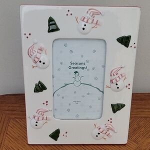 Coyne’s & Company 2000 Ceramic Snowman Photo Frame Vintage Antique